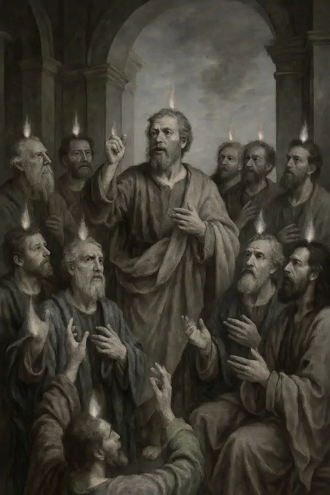 The twelve apostles ministering to the believing remnant